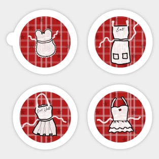 Red Gingham Apron Dots Sticker